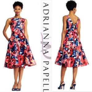 Adrianna Papell Floral Print Mikado Dress ( Size … - image 1